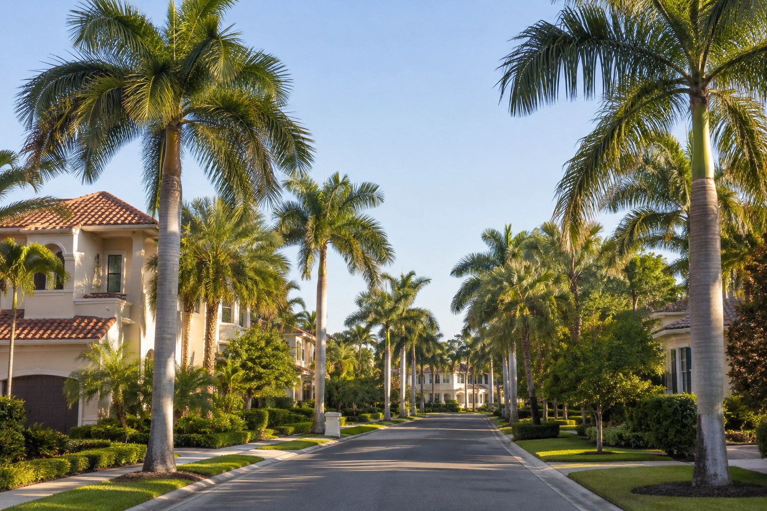 A two story home on a quiet Sarasota street