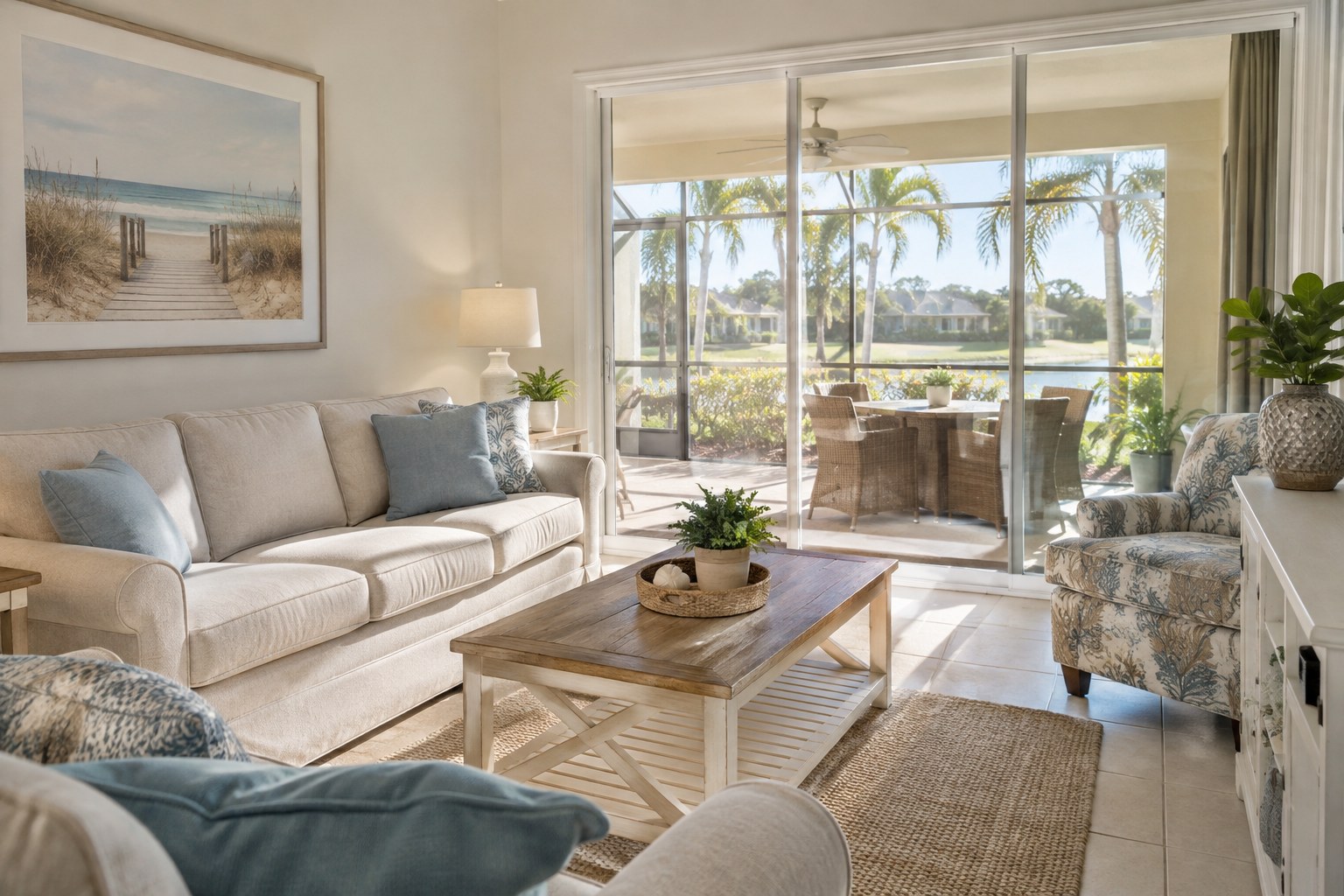 A cozy living room, illustrative